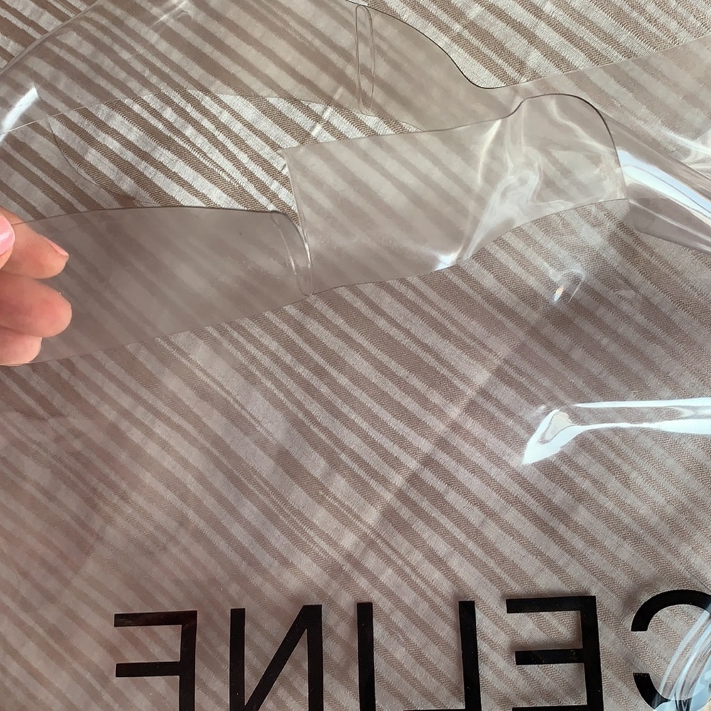 Celine Clutch Pouch rose leather&clear pvc tote - Picture 12 of 16